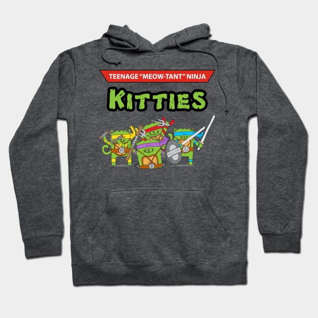 Teenage Meow-tant Ninja Kitties Hoodie by adrianserghie